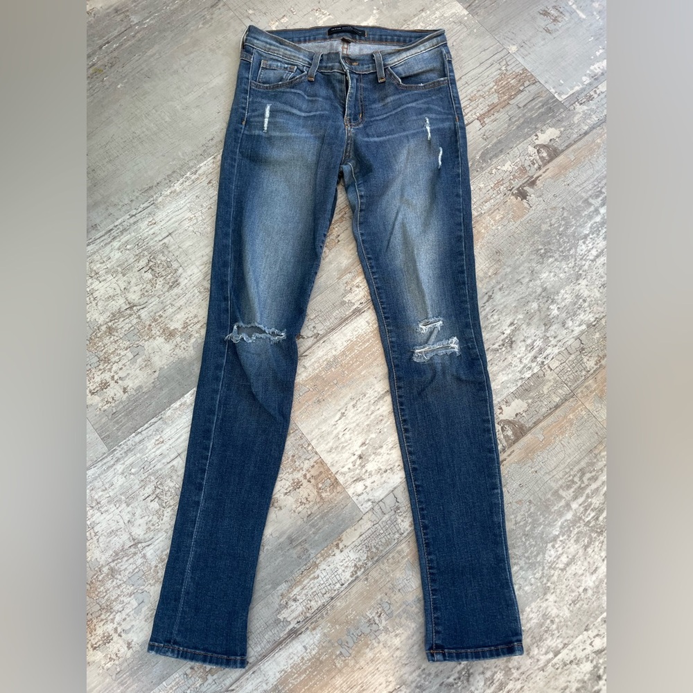 Flying Monkey Platinum Denim Distressed Skinny Jeans